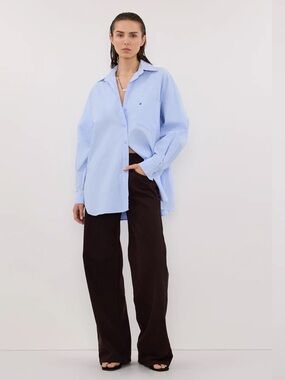 Dissh Rhea Blue Oversized Cotton Shirt
